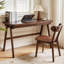 Bureau d'ordinateur en bois d'hévéa massif, bureau rétro en noyer avec tiroir, piètement robuste en forme de A, 100 cm × 55 cm, plateau extra épais de 3,5 cm, idéal pour un bureau à domicile ou un espace de travail.