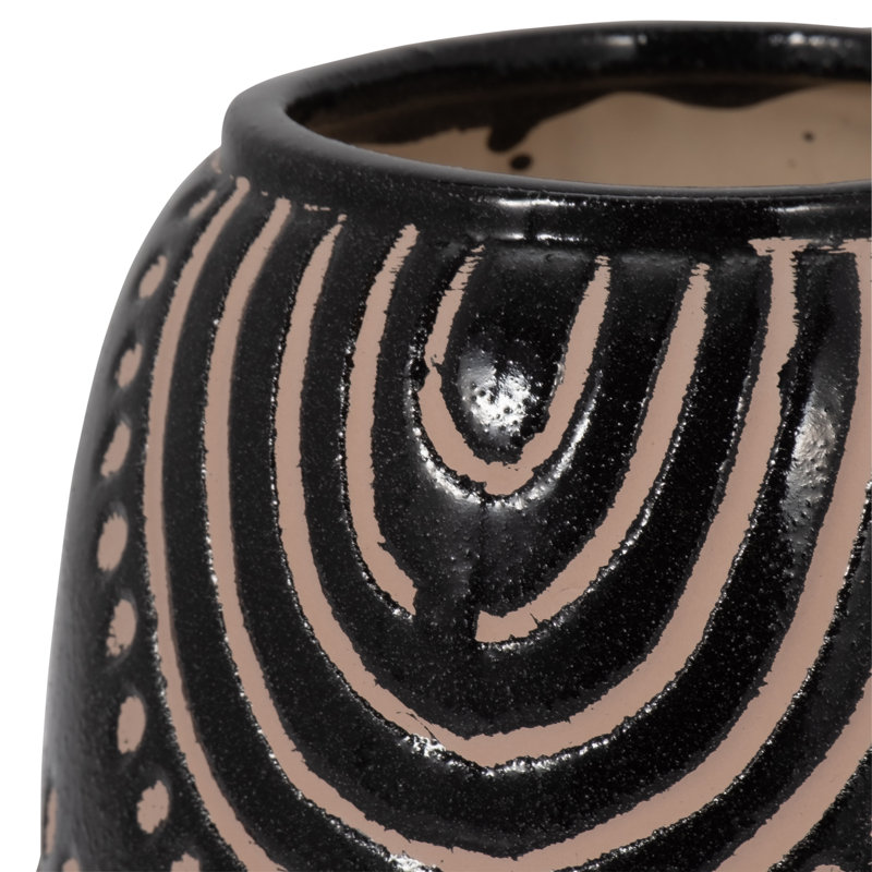 Vase de table Modern, H 6 po x l 6 po x P 6 po, Noir à motif d'arche