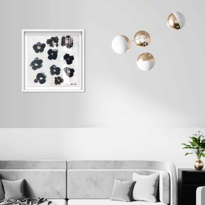 Coco's Gold Camellias - Graphic Art, 22" H x 22" W, Shadowbox, White