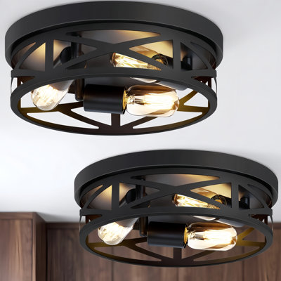 Luminaire de style ferme à 3 lumières, noir mat, 12,7 po (ensemble de 2)