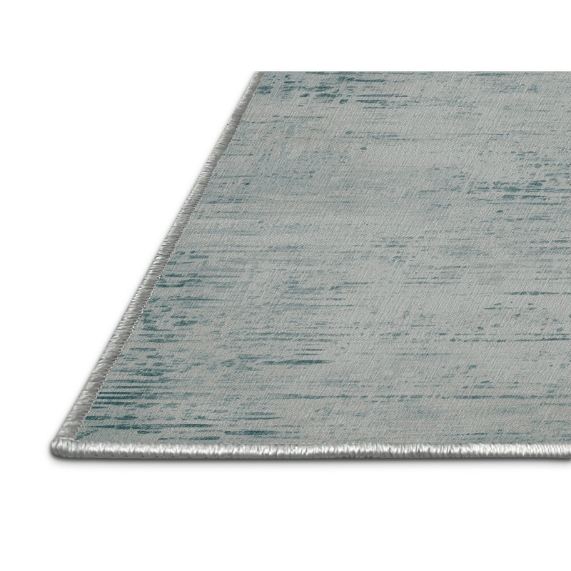 Tapis abstrait vert lavable à la machine, Rond 5 pi