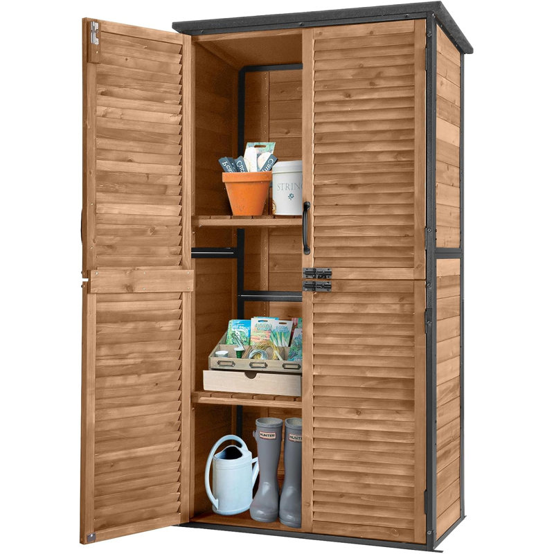 Outdoor Storage Cabinet Upgraded with Metal Frame Durable Storage Shed with Floor and Adjustable Shevels Waterproof Garden Tool Shed