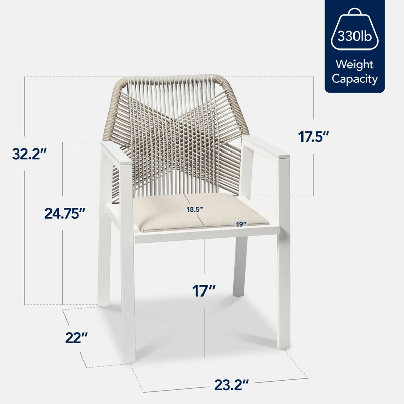 Ensemble de 2 chaises de salle à manger avec accoudoirs, Beige / Blanc