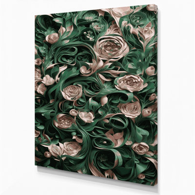 «Abstract Florals 83», art mural sur toile verte