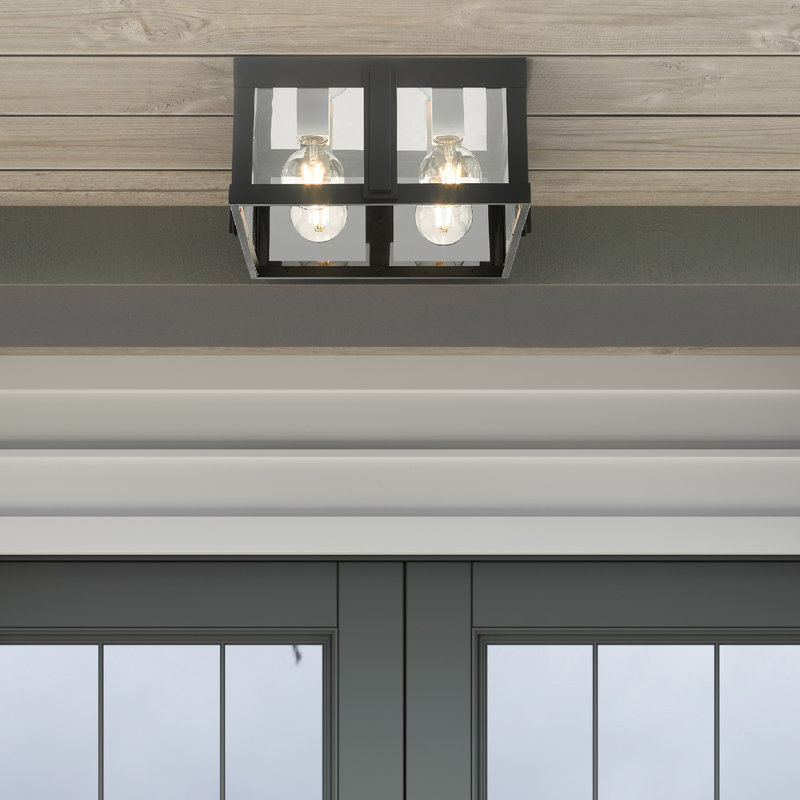 Ikeisha 15.5'' W 4 - Bulb Outdoor Semi Flush Mount, Black