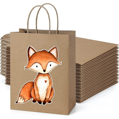6 sacs de cadeaux pour animaux de la forêt (sacs et autocollants)