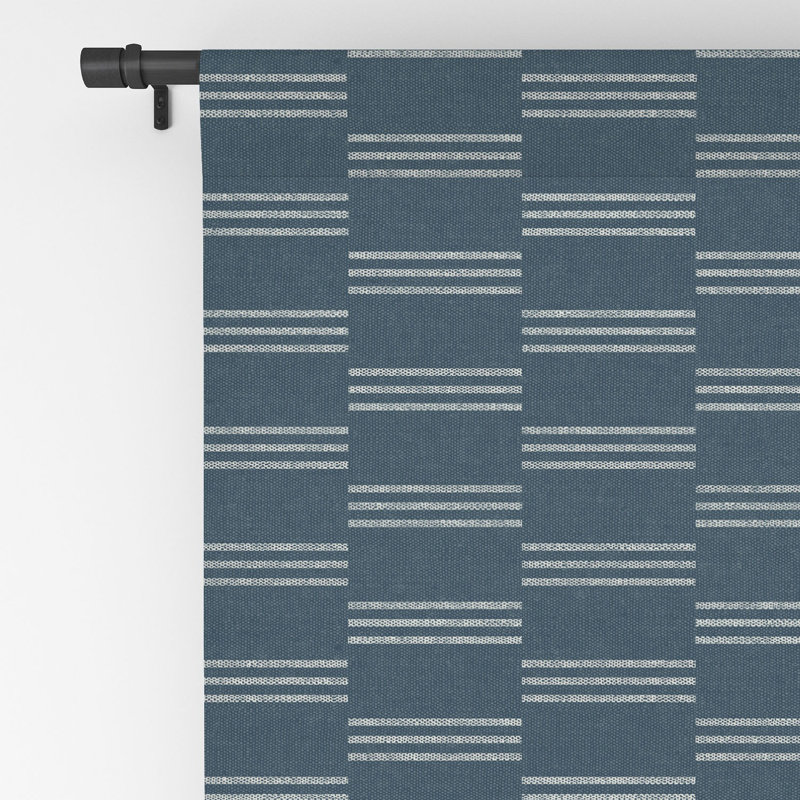 Little Arrow Design Co Ella Triple Stripe 1pc Blackout Window Curtain Panel, Dark Blue, 50" W x 84" L