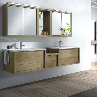 Armoire de meuble-lavabo double 2 tiroirs avec lavabo brillant Toscana DAX Modena