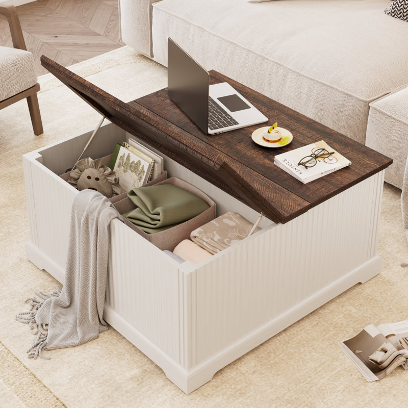 Table basse Farmhouse, Blanc, Brun
