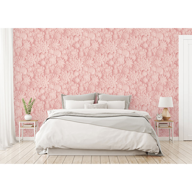 Rouleau de papier peint floral Cale, Rose