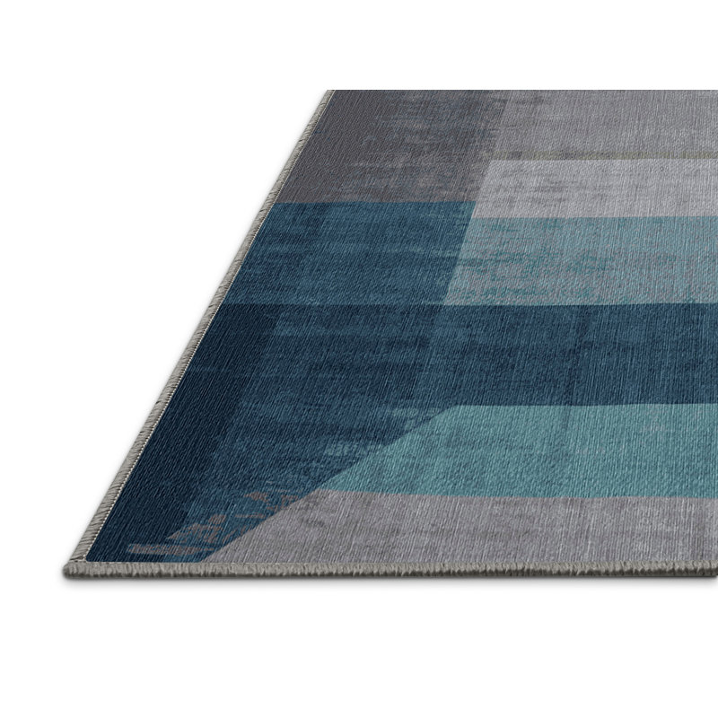 Machine Washable Gray Area Rug, Square 6'