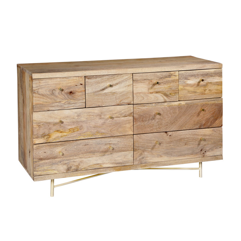 Miser Solid Wood 117cm W 8 - Drawer Chest of Drawers, Natural