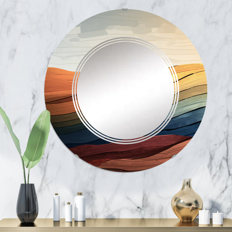 Ottava - Miroir mural moderne rond, 32 po x 32 po