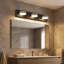 Applique murale à DEL noir mat à 3 lumières pour salle de bain, avec 5 couleurs de lumière sélectionnables (5CCT) et têtes rotatives à 350°-1432835414-1432835415