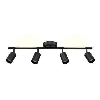 30" 4-Light Matte Black Track Lighting with 7W LED Integrated Night Light Strip and Pivoting Track Heads