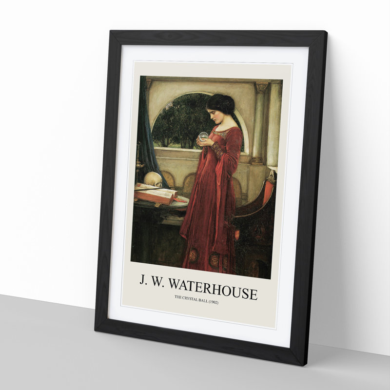 The Crystal Ball by John William Waterhouse - Picture Frame Painting, 48cm H x 36cm W x 2cm D, Black Framed