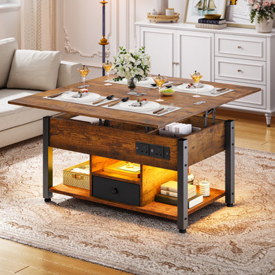 Balconera 4-In-1 Coffee Table With RGB Light & Type-G Outlets