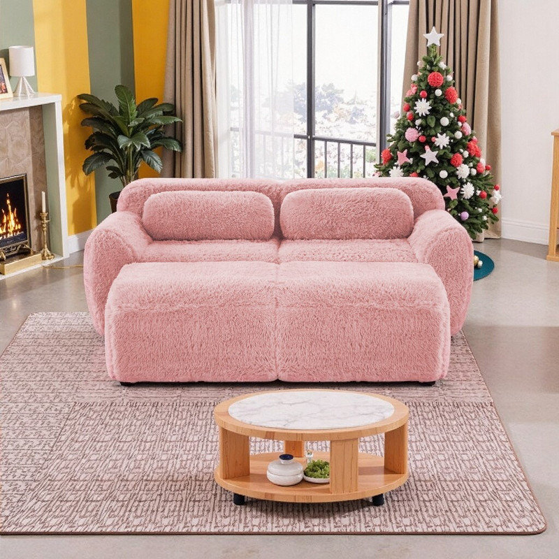 Canapé modulaire 80 po avec méridienne et repose-pieds, 28.7" H x 80.3" W x 72.4" D, 2, Pink