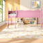 Lit mezzanine bas sécuritaire avec rangement, chambre d'enfant moderne en bois aggloméré rose