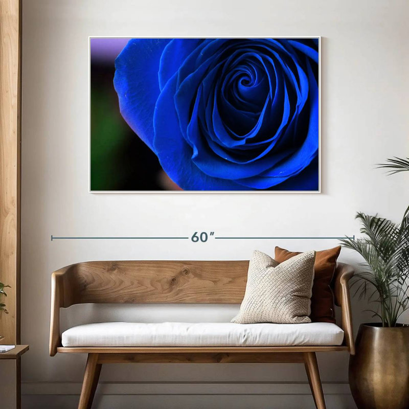 Bleu rose arbuste, 46 po x 31 po, Cadre flottant blanc