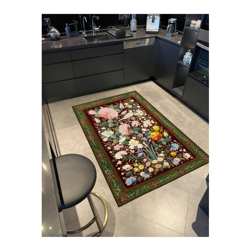 Tapis feuille d'oiseau et décoratif, Sous-tapis carré 3 pi 3 po inclus