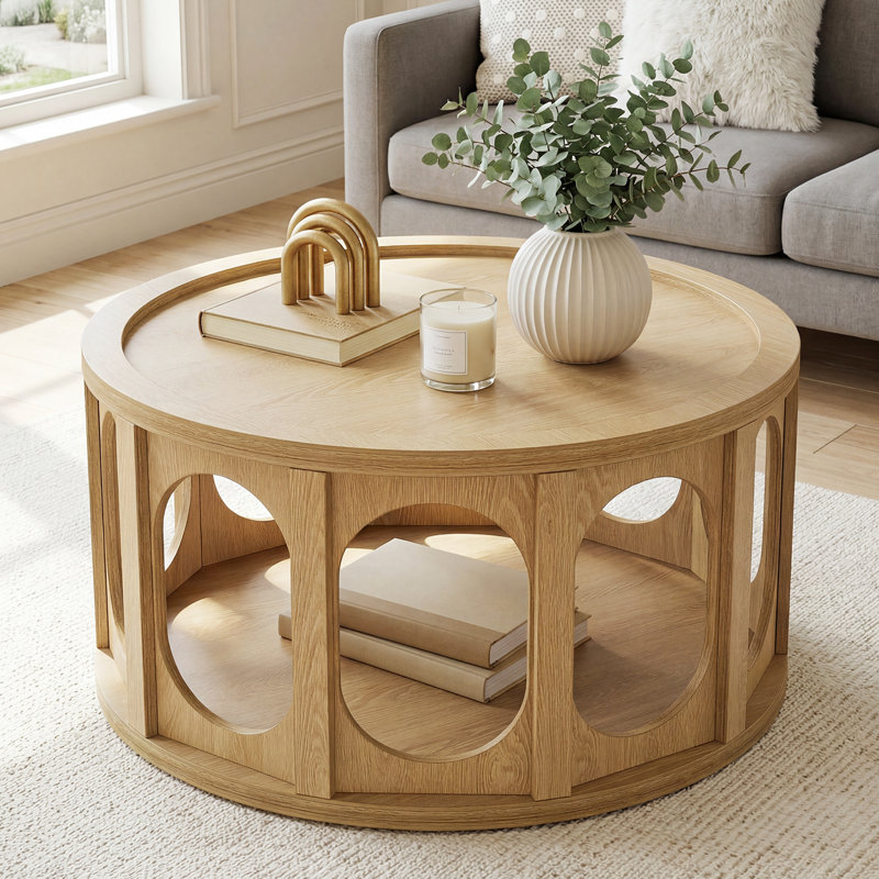 2-in-1 Cat-Friendly Round Coffee Table