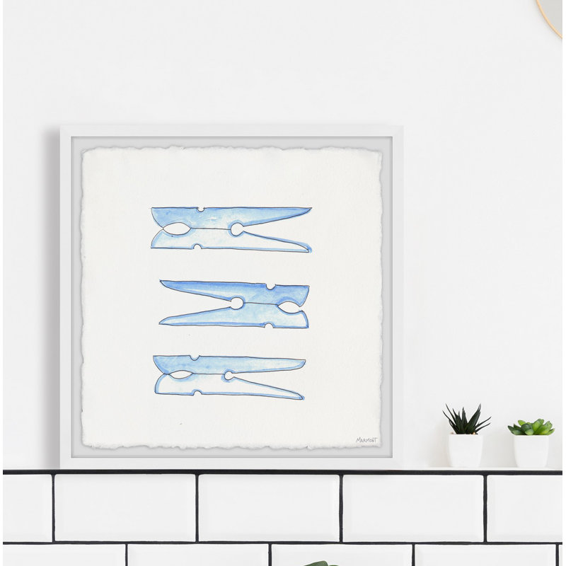 Clothespins - Single Picture Frame Print, 45cm H x 45cm W x 3.81cm D