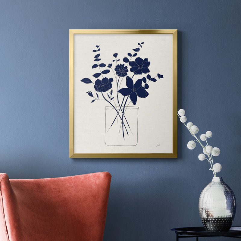 Toile encadrée de qualité supérieure Indigo, Or, H 20 po x l 16 po