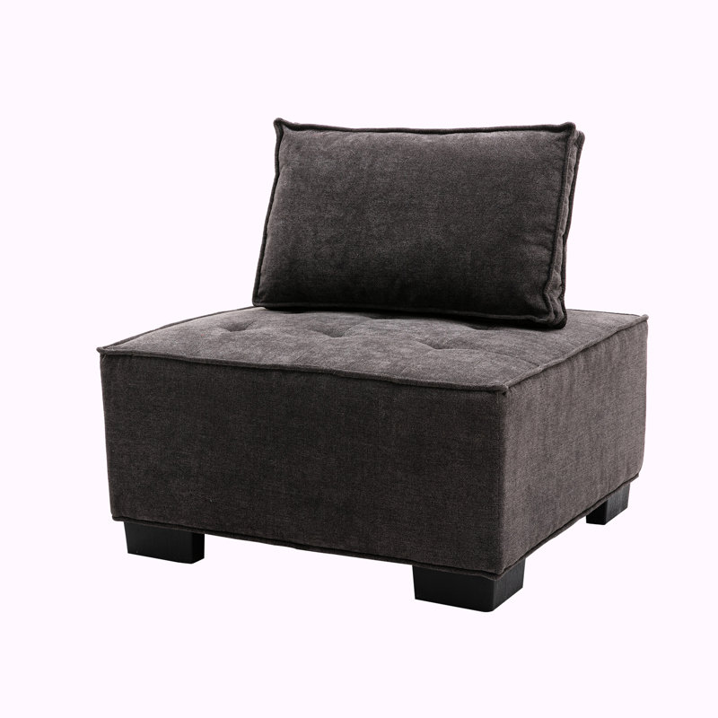 Upholstered Ottoman, Gray Polyester
