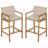 Set Of 2 Outdoor Patio Barstool, Wooden Teak Finished With Beige Cushion