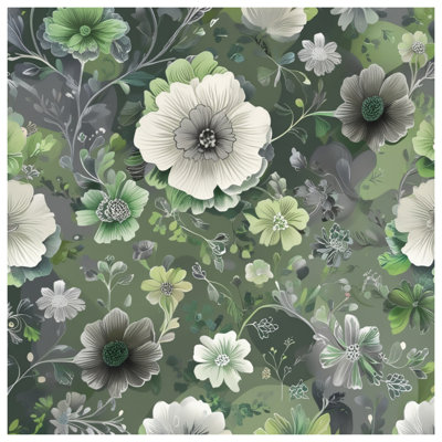 Toile tendue à motif floral vert en plusieurs tailles
