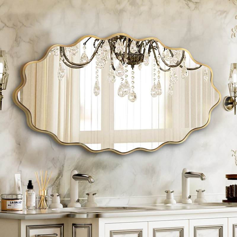 Miroir mural irrégulier irrégulier, Doré, 48 po x 30 po