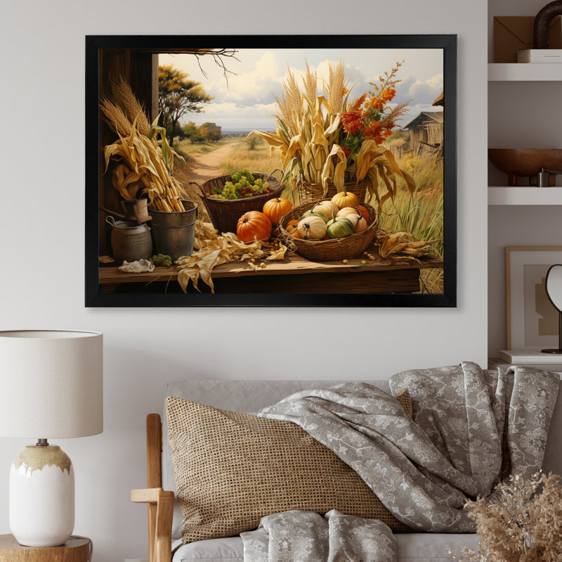 African Harvest Abundance III - Art mural africain, H 12 po x l 20 po x P 1 po, Cadre simple noir
