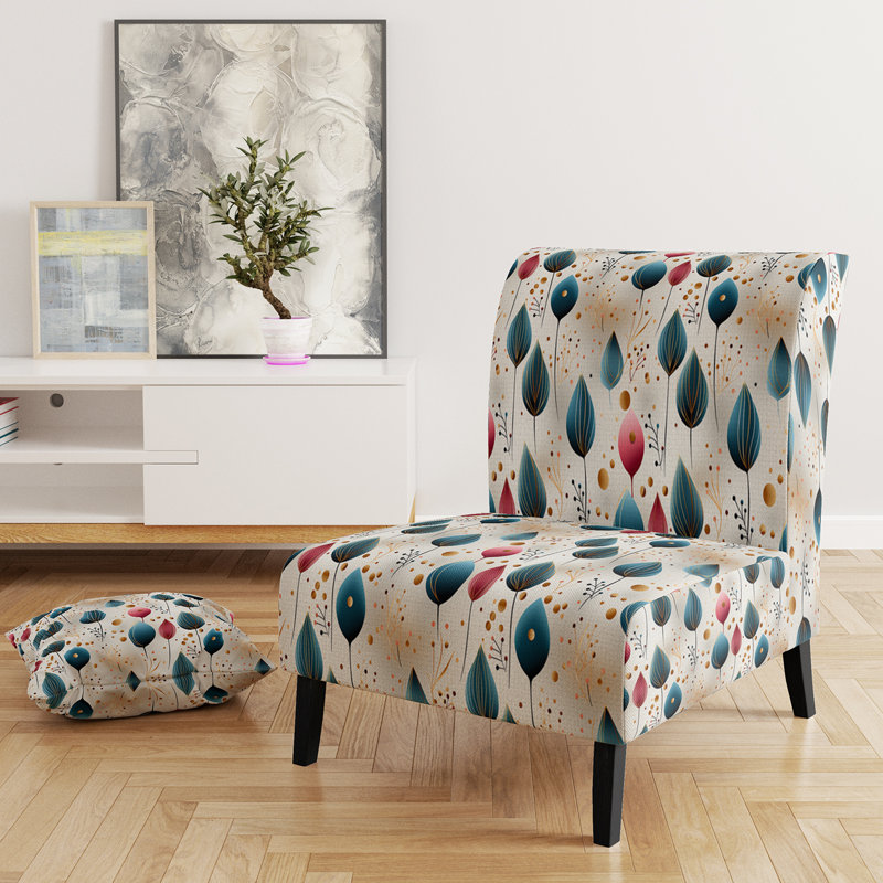 Motif floral de couleur pastel botanique - Fauteuil de chambre rembourré scandinave, fauteuil d'appoint Botanical Nature