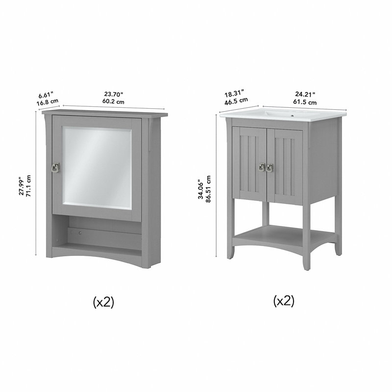  Ensemble de meuble-lavabo double 24 "avec miroir
