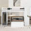Lit mezzanine simple avec lit autonome, tablettes, bureau et garde-robe-447484418-447484479