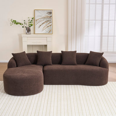 Canapé modulaire en L en éponge à compression complète avec méridienne incurvée, canapé moderne