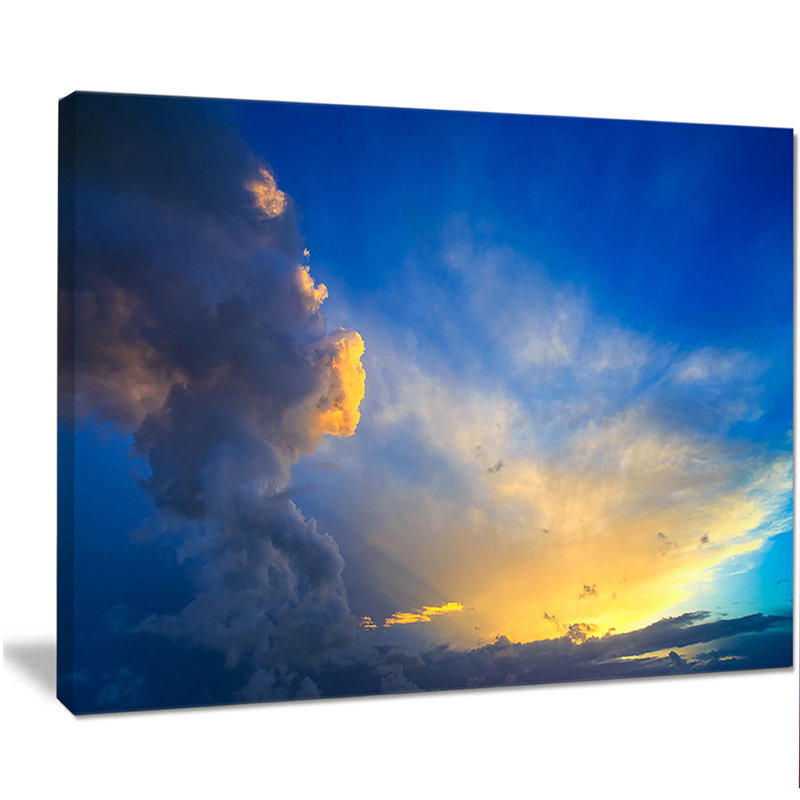 « spectaculaire coucher de soleil avec thunderstorm », reproduction de photo sur toile tendue, H 12 po x l 20 po