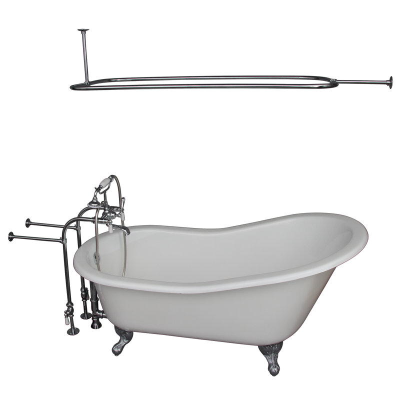 Baignoire de trempage sur pattes en fonte de 61 po x 31 po Griffin, Argent