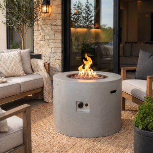 32'' W Concrete Style Propane Outdoor Alloy Steel Frame Fire Pit (Update Version)