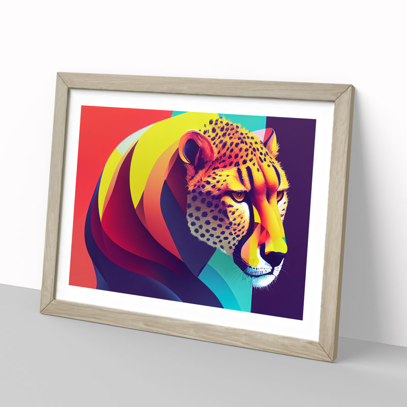 Cheetah - Framed Print, 46cm H x 64cm W, Oak Framed