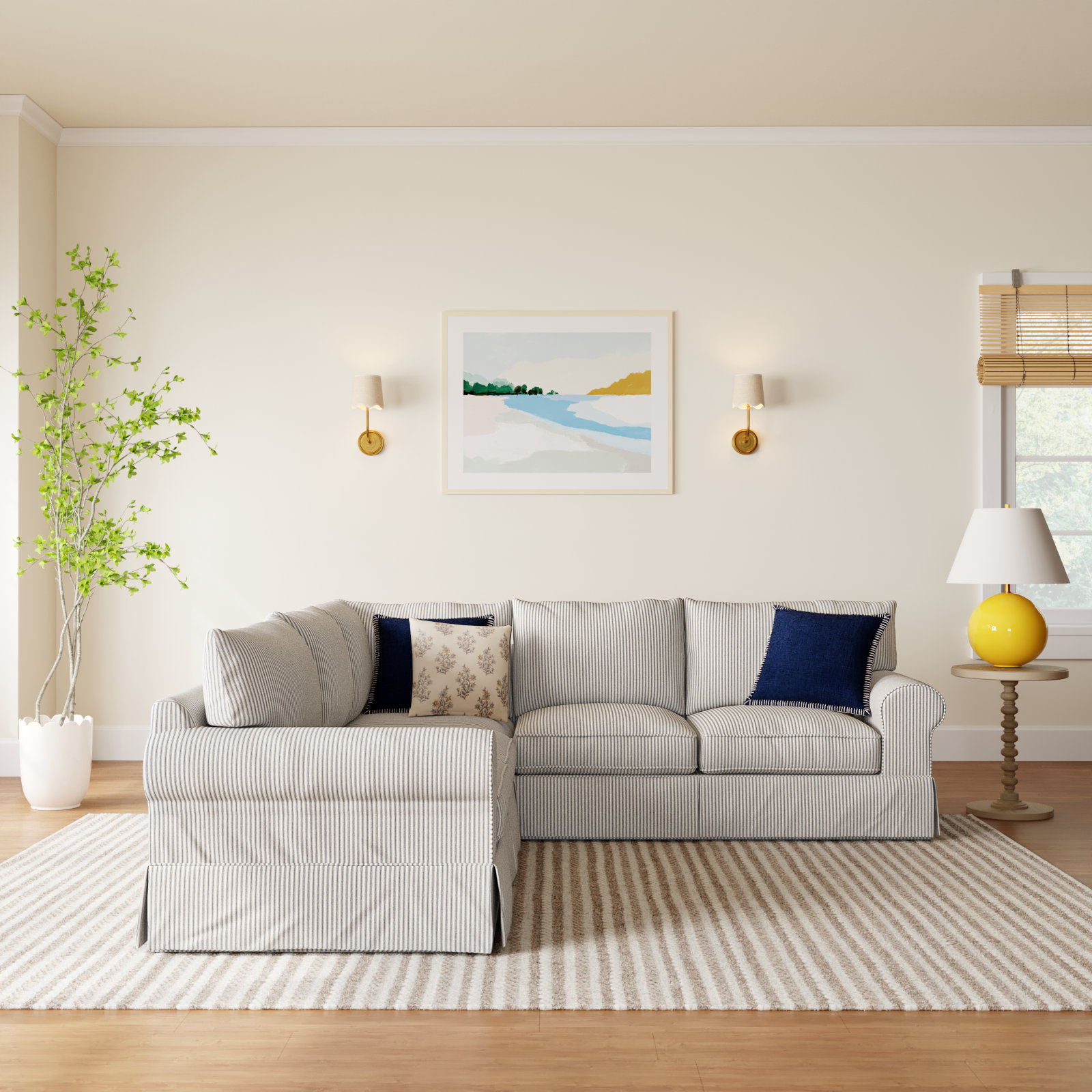 Amari Sectional, Left Hand Facing, Cruise Adrift Woven Stripe