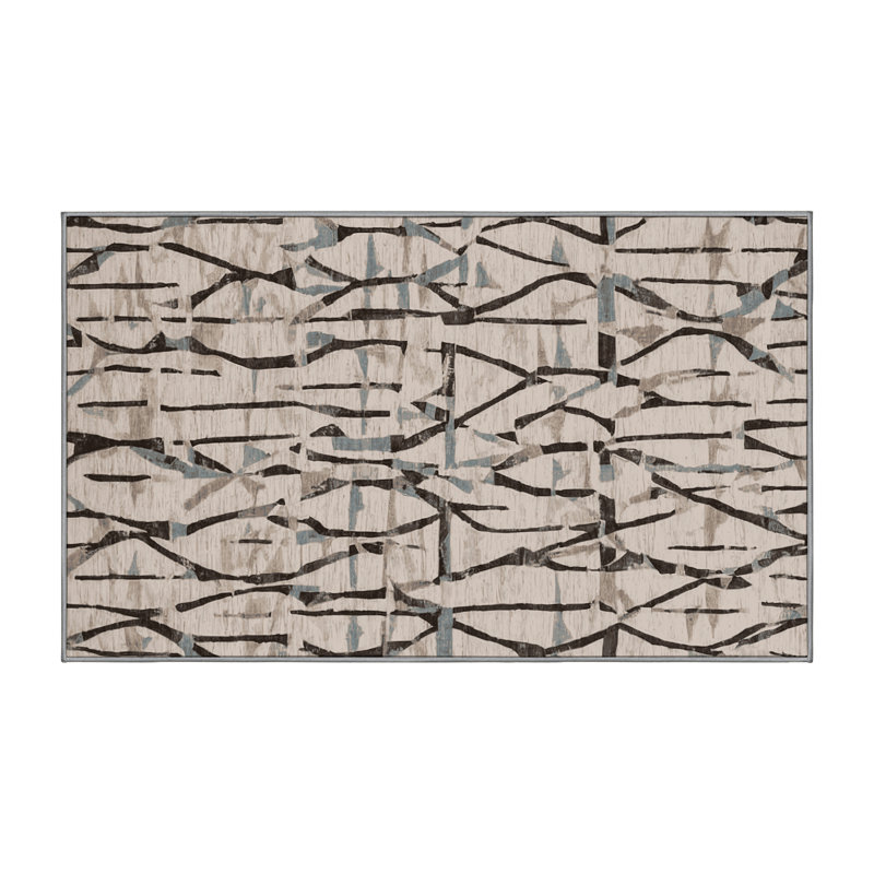 Machine Washable Gray Area Rug, Rectangle 3' x  5'