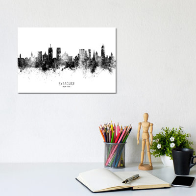 Syracuse New York Skyline Name Bw by Michael Tompsett - Wrapped Canvas Gallery-Wrapped Canvas Giclée