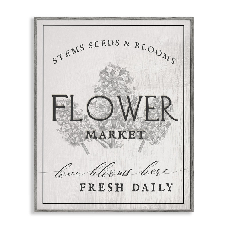 Flower Blooms Market Grey Framed Giclee Art by Ziwei Li, Estampe numérique Farmhouse, H 20 po x l 16 po