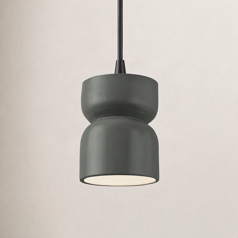 Luminaire suspendu en sablier Leni, Étain, vert, Noir mat