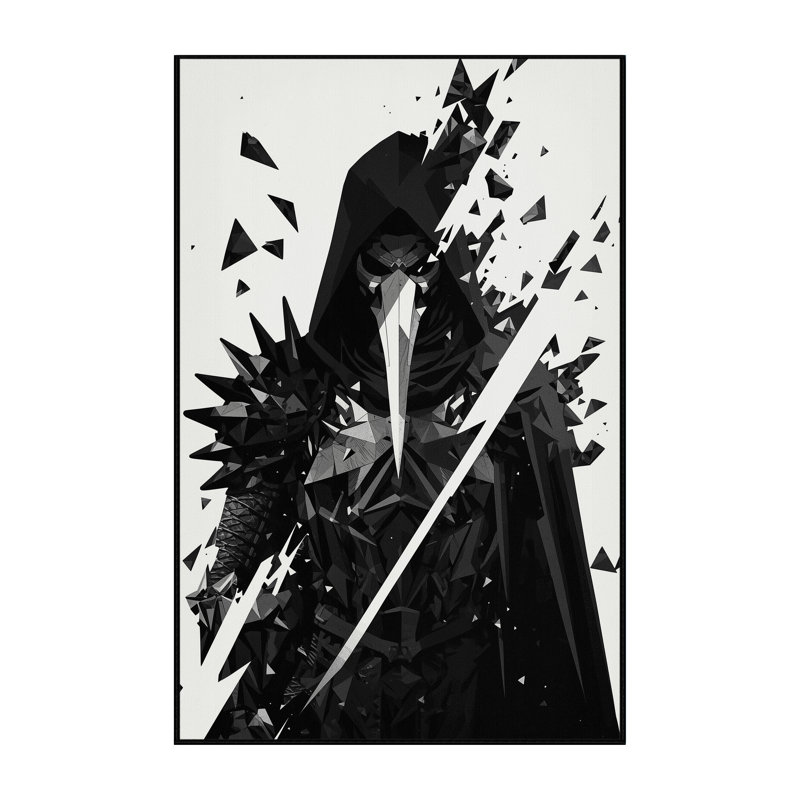 Tapis gris moelleux doux et moelleux à motif abstrait Fairwinds Plague Doctor Warrior, 8 x 12