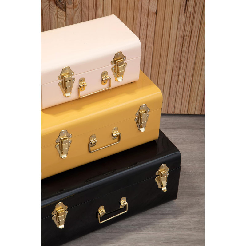 Forbush 3 Piece Accent Trunk Set, Almond/Apricot/Black