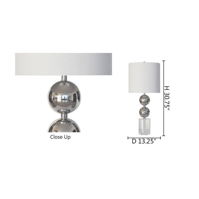 Dylan 1 Light Crystal and Chrome Metal Table Lamp, Polished Nickel