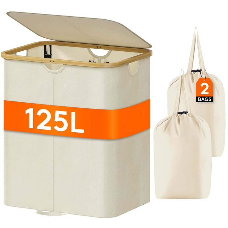 Bhargava Laundry Hamper with Handles, 60 x 53 x 38, Cream